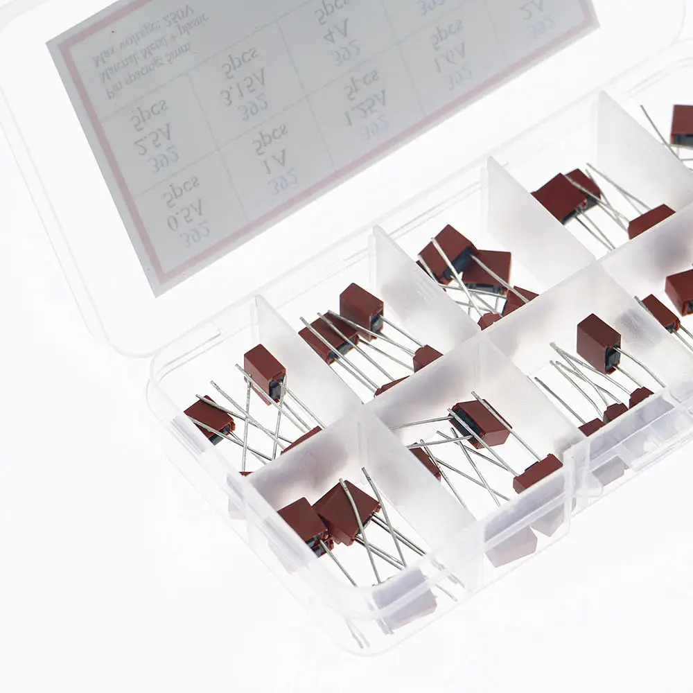 50Pcs/Box 10 Kinds x 5pcs 392 Square Fuse Plastic Electrical Assorted Fuse Mix Set 0.5A 1A 1.25A 1.6A 2A 2.5A 3.15A 4A 5A 6.3A
