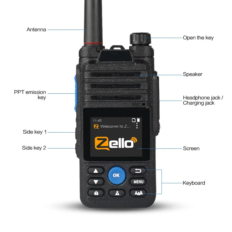 Neues POC-Radio Real Ptt Zello Walkie Talkie 100 km Amateur Android Two Way Radio Fishing Network Transceiver Interphone