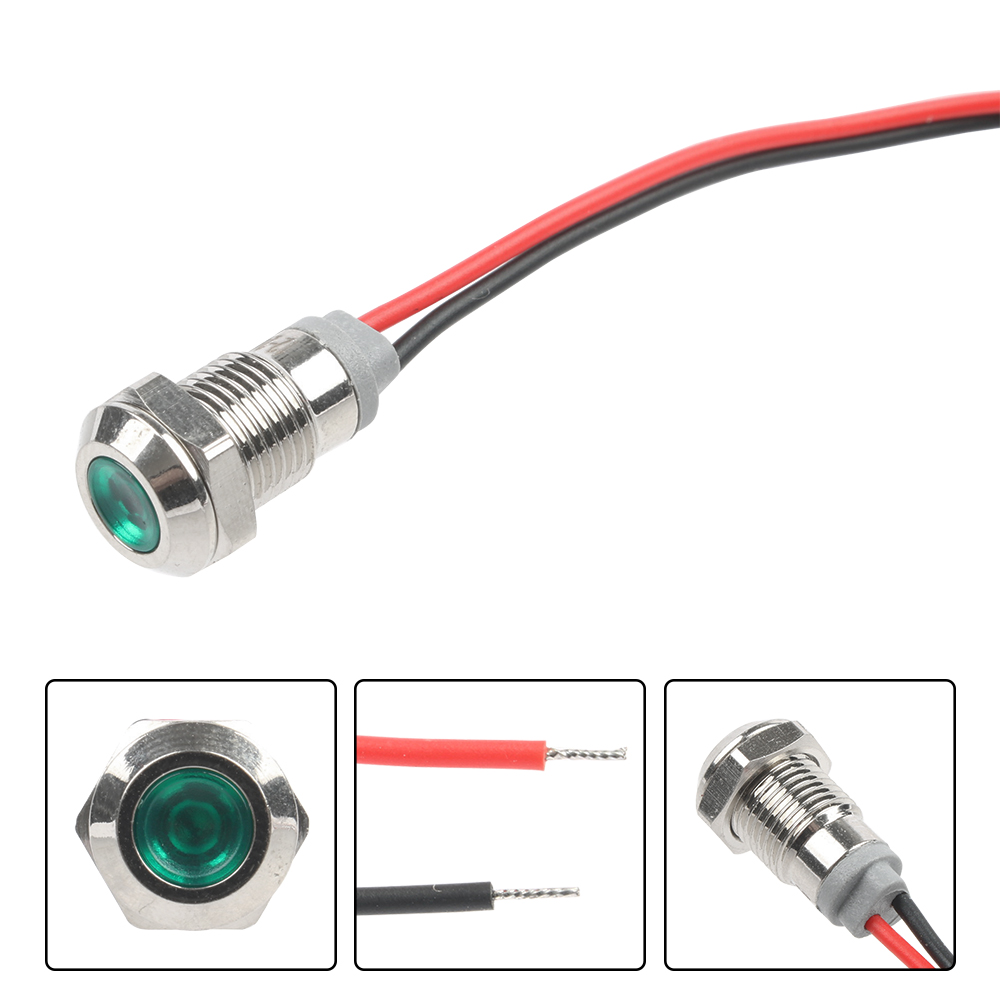 1PC 8mm LED Metall Anzeige Licht Wasserdicht Signal Lampe Anweisung Dot Licht Rot Gelb Blau Grün Weiß 3-6V 12-24V 110-220V