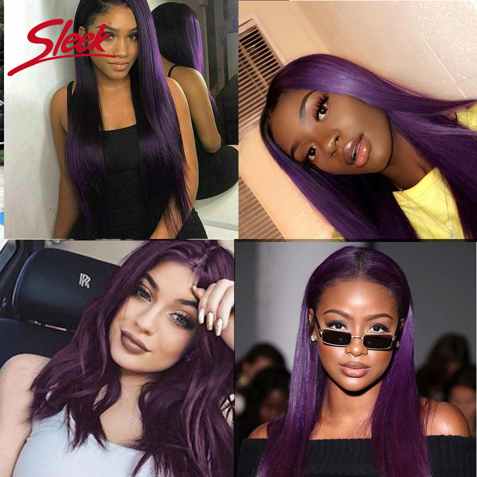 SLEEK บราซิลตรงผมธรรมชาติสีม่วงตรง Remy Human Hair Bundles Deal สําหรับผู้หญิงผิวดํา