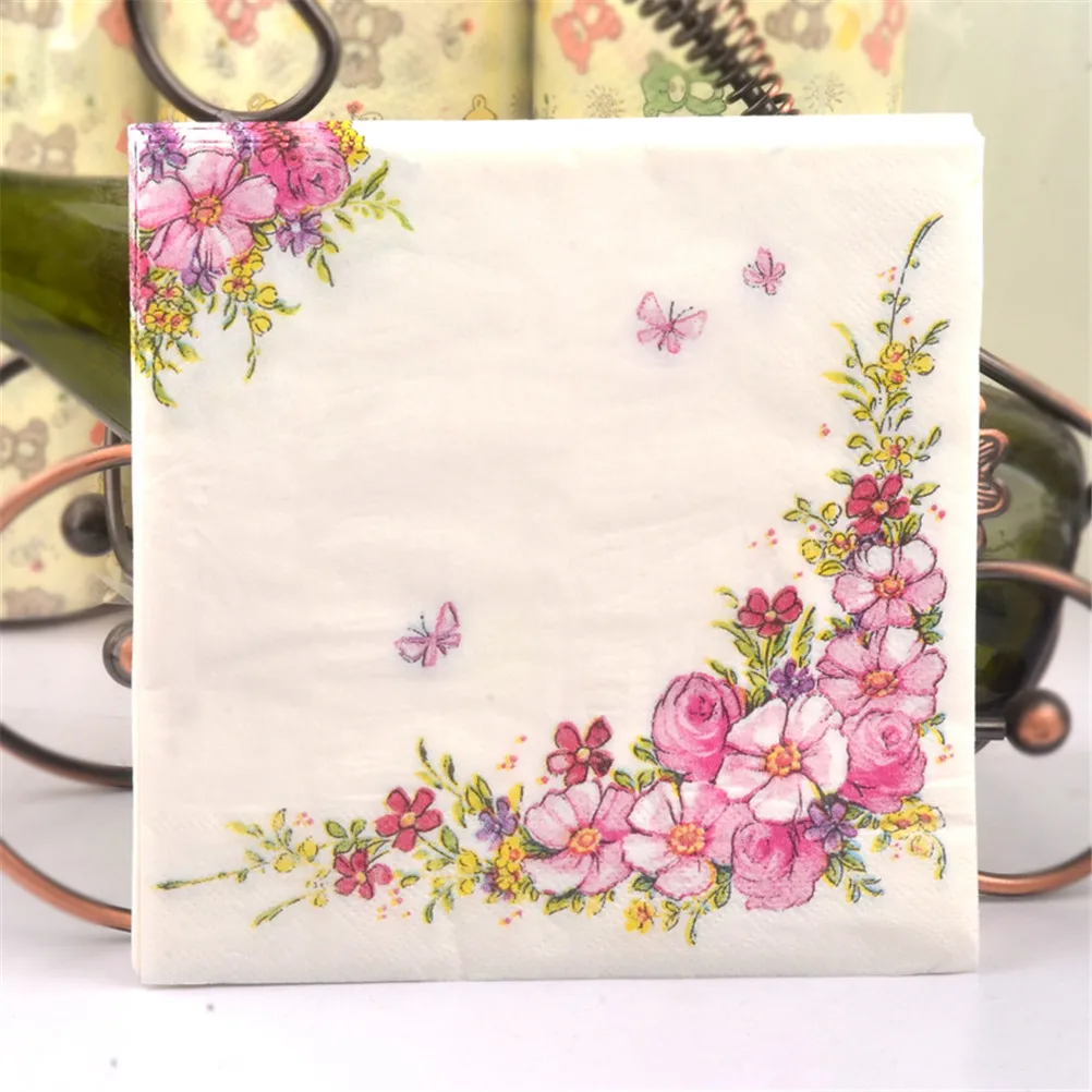 20 pz/pacco fiori rosa Design di bellezza tovaglioli di carta caffè e articoli per la tavola tovaglioli di carta Decoupage decorazione carta 33cm * 33cm