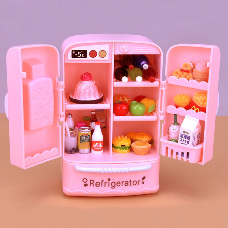 Mini réfrigérateur à Double porte pour filles, jouets miniatures, meubles de cuisine, accessoires pour poupées, cadeaux pour enfants, jeux de nourriture