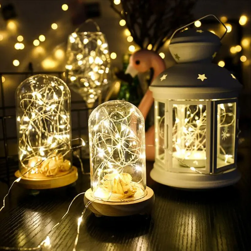 2 メートル 5 メートル 10 メートル LED ストリングライトシルバーワイヤークリスマス花輪フェストゥーン LED フェアリーライトクリスマス装飾ホームルームツリー