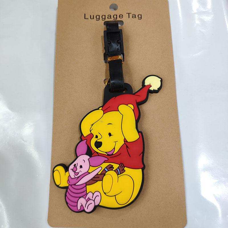 Adorável Disney Anime Winnie Pooh Etiqueta de bagagem Mala ID Suporte de endereço Etiquetas de embarque de bagagem Etiqueta portátil