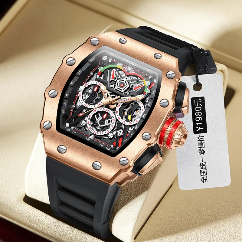 Onola 2021 marca superior relógio masculino de luxo multifuncional luminoso à prova dwaterproof água esportes cronógrafo relógios quartzo relogio