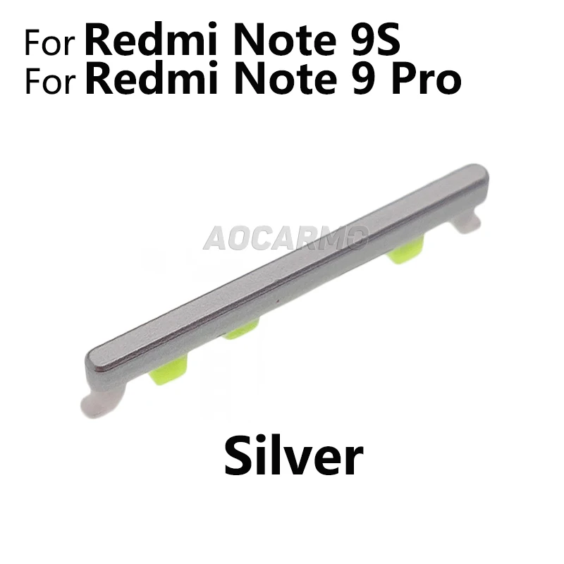 Aocarmo Dành Cho Xiaomi Redmi Note 9 Pro Note9S Bật Tắt + Thể Tích Lên Xuống Nút Công Tắc Bên Chìa Khóa thay Thế Một Phần
