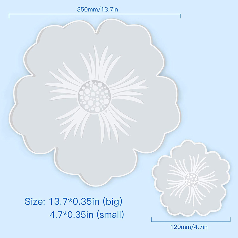 Tisch-Wein-Tablett-Formen aus Silikonharz, 1 große Harz-Tablett-Form und 5 Untersetzer-Formen zum Gießen von Harz