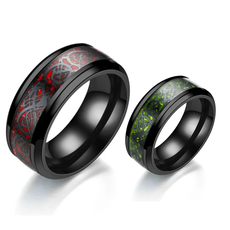 02 2024 Anillo de dragón para hombres y mujeres, joyería de boda de acero inoxidable