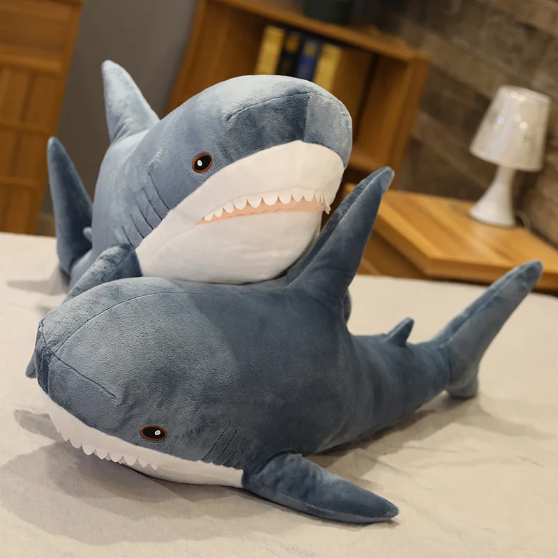 Jouet en peluche requin mignon 45/60/80cm, oreiller de lecture d'animaux en peluche doux pour cadeaux d'anniversaire, coussin poupée cadeau