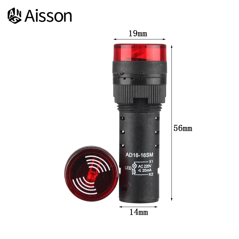 1 Máy Tính AD16-16SM 12V 24V 220V 16Mm Flash Đèn Tín Hiệu Đèn LED Hoạt Động Còi Bíp Báo Động Báo xanh Đỏ Vàng Xanh Dương