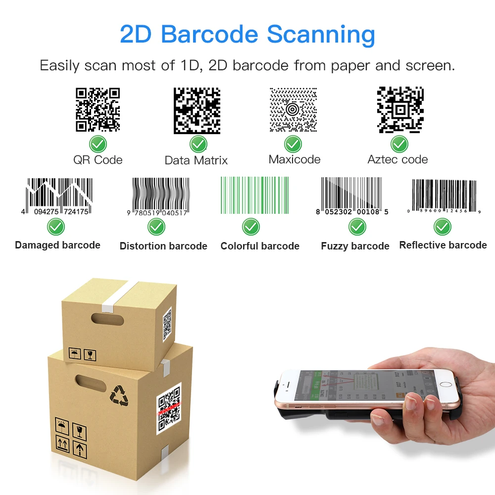 Eyoyo EY-017 2d zurück clip bluetooth barcode scanner tragbarer barcode leser daten matrix 1d qr barcode leser android ios system