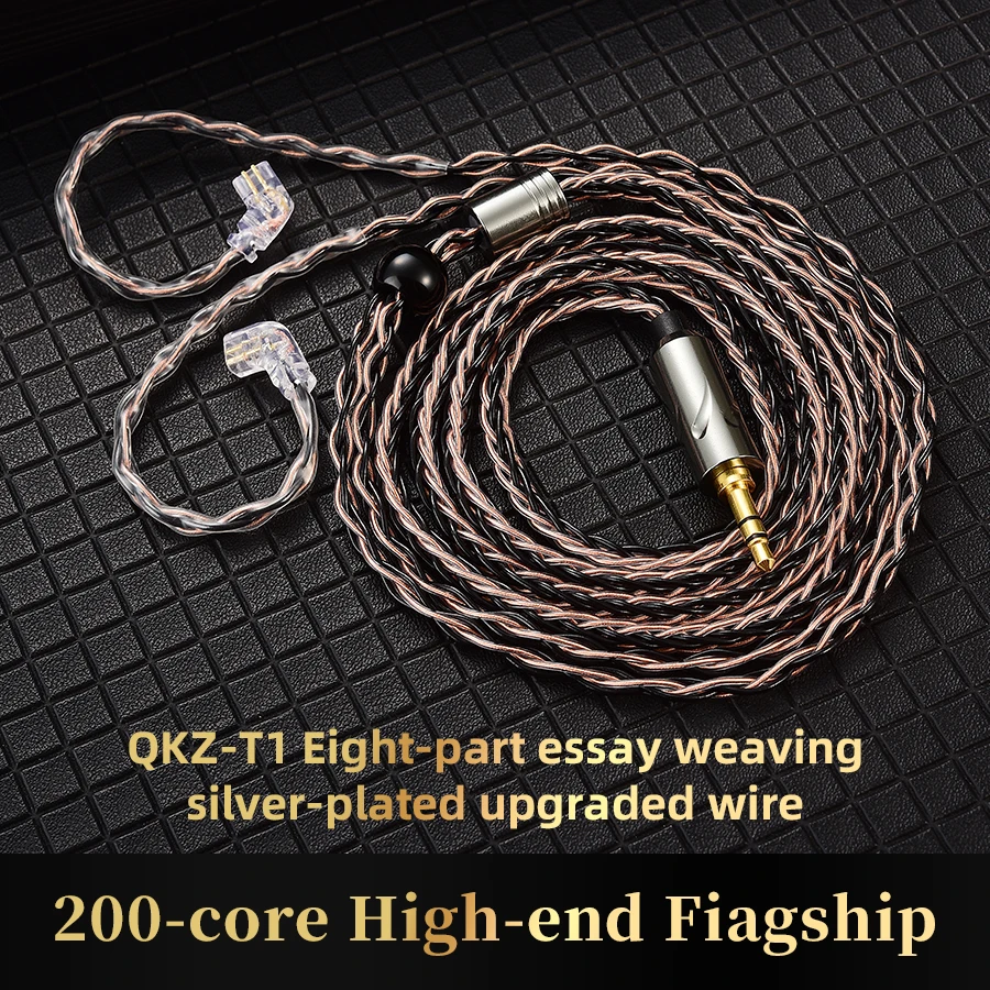 Oryginalny QKZ T1 200 Core TC Posrebrzany kabel do aktualizacji słuchawek Hifi Złącze MMCX/2Pin Zastosowanie do QKZ ZXN ZXT VK4 ZX2 ZAX2