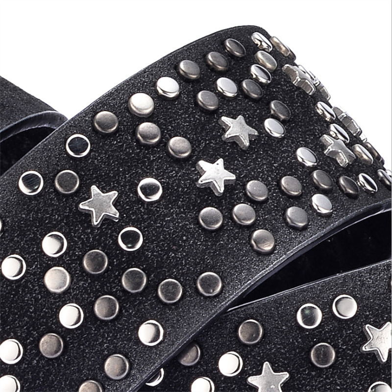 BOKADIAO Thắt lưng nữ Punk Pin khóa Vintage hình học Đinh Tán nữ sang trọng ban đầu của thắt lưng da cho người phụ nữ dây thắt lưng nữ dây