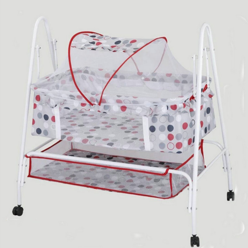 Baby Wiege, Multifunktionale Infant Schaukel Bett, Neugeborenen Hängematte Schaukel Mit 4 Räder & Moskito Net
