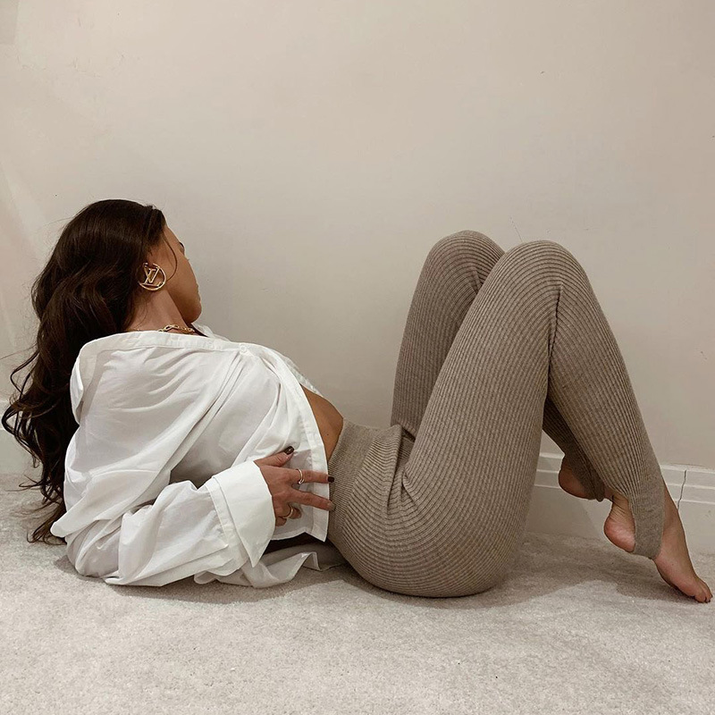 Mới Gân Knitt Skinny Co Giãn Quần Legging Nữ Spring Mùa Đông Thun Thời Trang Cao Cấp Quần Legging Bộ Trang Phục Stirrup Quần Legging