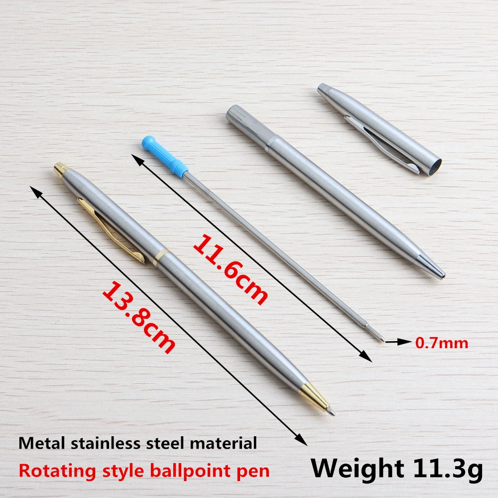 2/11/20 Chiếc Bút Bi Thép Không Gỉ Cần Quay Kim Loại Bút Bi Văn Phòng Phẩm Ballpen 0.7 Mm Xanh Dương mực In Văn Phòng & Đồ Dùng Học Tập