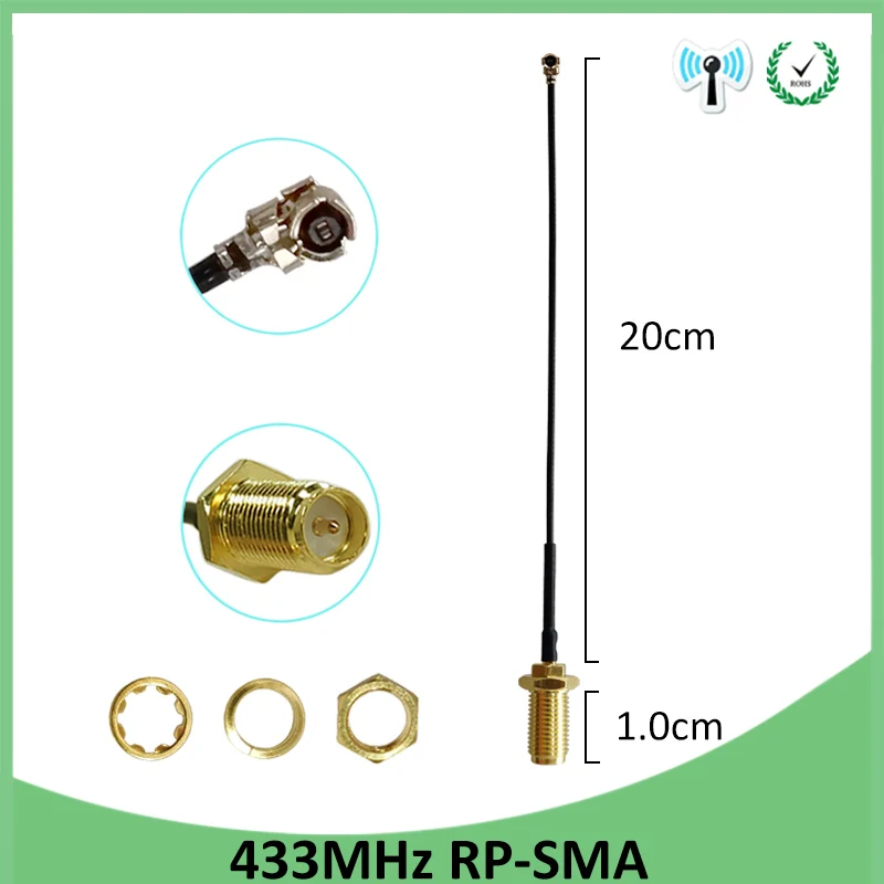 eoth 433 MHz Antenne 3dbi lora 433 MHz RP-SMA-Anschluss Gummi 433 m IOT Lorawan Antenne auf SMA-Stecker Verlängerungskabel Pigtail-Kabel