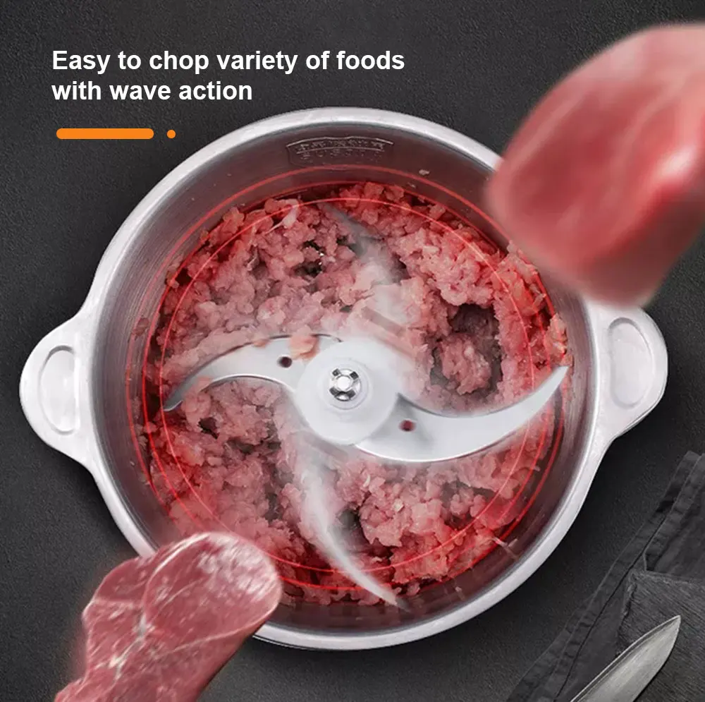 BioloMix 2 ความเร็ว 500W สแตนเลส 2L ความจุไฟฟ้า Chopper เครื่องบดเนื้อ Mincer อาหารเครื่องตัด