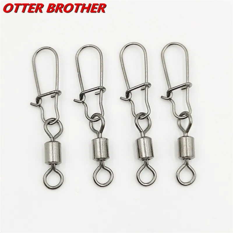Pin de conector de Pesca de acero inoxidable, rodamiento giratorio, tamaño 3 #-12 #, alfileres a presión, accesorios de aparejos de Pesca de carpa, 30 piezas