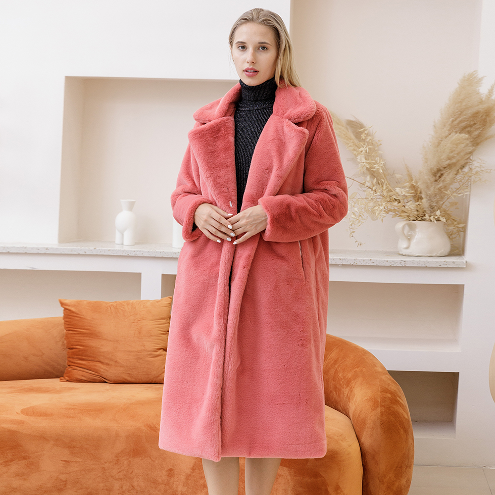 ใหม่ElegantยาวฤดูหนาวFaux Fur Coatผู้หญิงแฟชั่นPlushเสื้อขนสัตว์หลวมคุณภาพสูงหนาฤดูหนาวขนสัตว์Overcoat