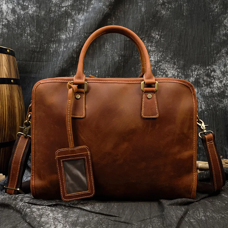 Luufan Echt leder Laptop Aktentasche für Männer Laptop Arbeit Tasche Büro Mann Portfolio Business Handtasche männlich Computer Tasche