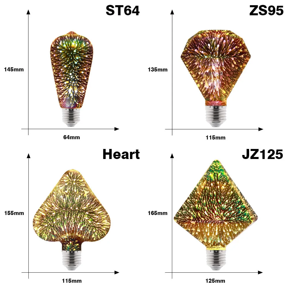 LED 3D エジソンライト電球 E27 AC220V ヴィンテージクリスマスアンプル装飾電球カラフルな LED ランプ家庭用リビングルーム屋内照明