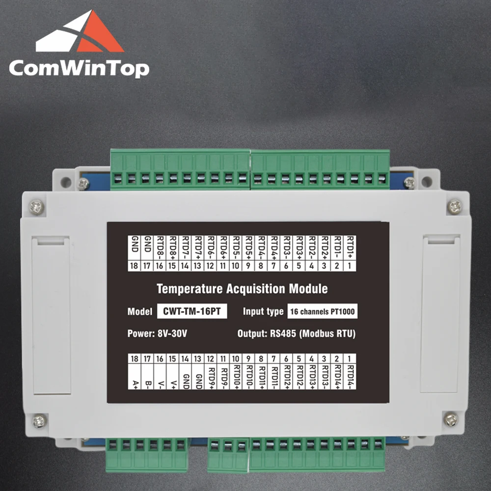 16-канальный PT100/PT1000 Rs485 Modbus Модуль измерения температуры выхода