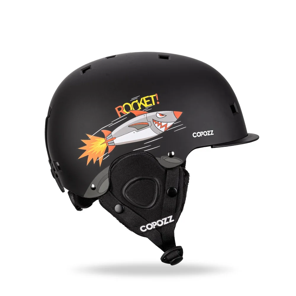 Copozzキッズ漫画スキーヘルメット一体成形安全屋外スキーサイクリング保護ヘルメットスキー用具