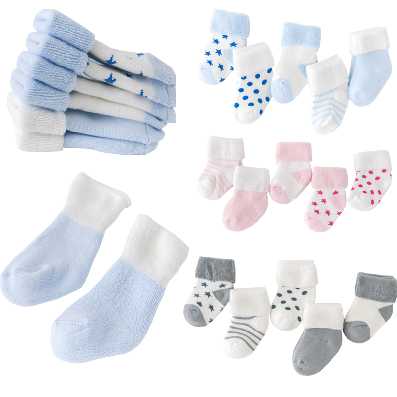 5 par/lote nuevos calcetines de bebé para niño y niña calcetines gruesos para recién nacidos de otoño e invierno calcetines cálidos para pies