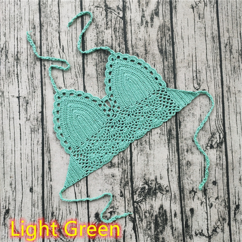 Sutiã de malha de renda de crochê feito à mão Boho Beach Bikini Cami Tank Crop Top Halter