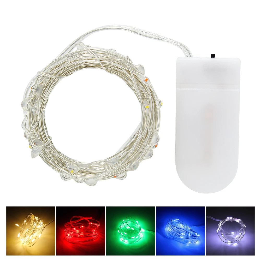 1pcs ใหม่ปี 1M 2M 3M 5M LED เงินสายไฟ String Fairy Garland สําหรับคริสต์มาสงานแต่งงานกลางแจ้งตกแต่งวันหยุด