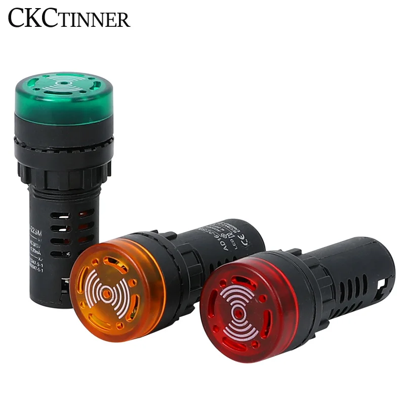 1 Chiếc AD16-22SM 12V 24V 220V 380V 22Mm Flash Đèn Tín Hiệu Đèn LED Đỏ Hoạt Động Còi tiếng Bíp Báo Động Báo Xanh Đỏ Vàng Bảng Núi