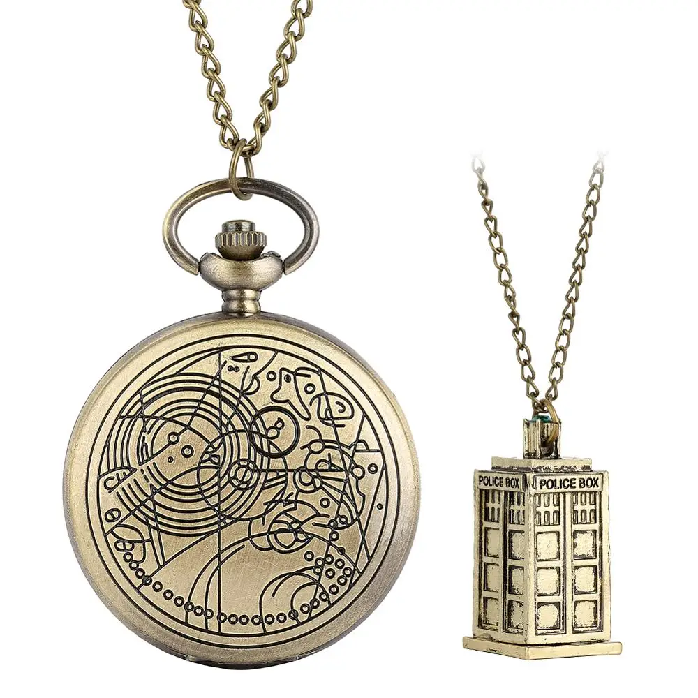 Reloj de bolsillo con colgante analógico para hombre y mujer, pulsera de cuarzo con collar de bronce Retro, estilo clásico antiguo cazador completo, relojes de cadena Vintage