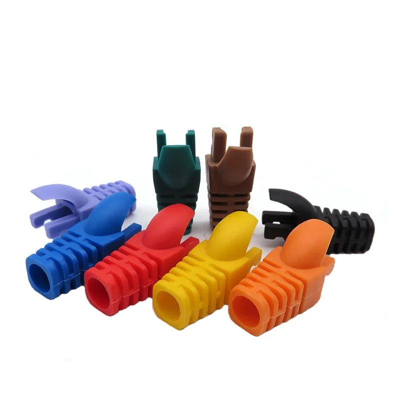 OULLX RJ-45 CAT6 CAT5e Крышка адаптера Сетевой кабель Ethernet Разъем Разъемы RJ45 Колпачки Cat 5 CAT6 Защитный рукав Разноцветный