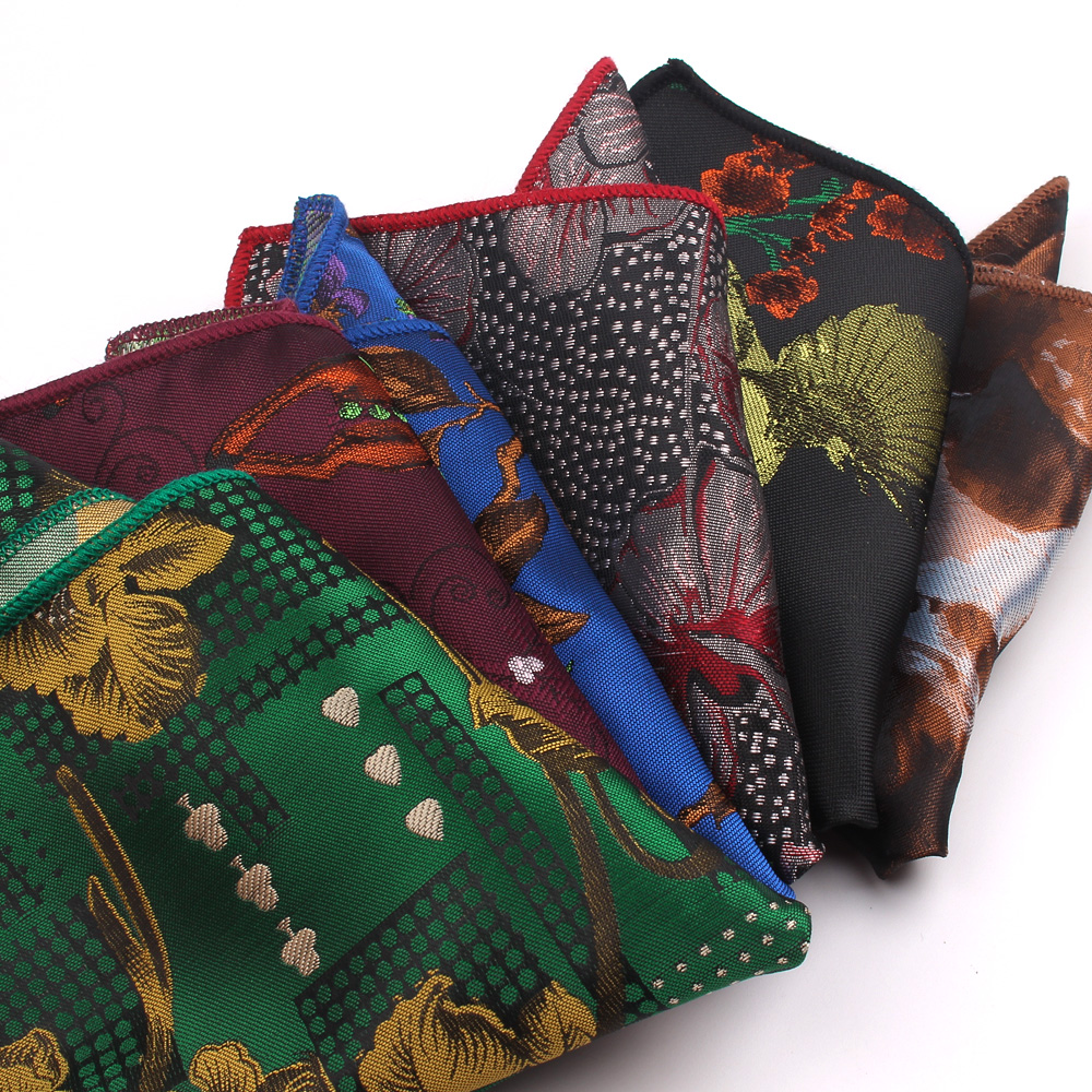 แฟชั่นดอกไม้พ็อกเก็ตสแควร์สำหรับผู้ชายผู้หญิงหน้าอกผ้าเช็ดตัว Hanky สุภาพบุรุษ Hankies ผ้าเช็ดหน้าผู้ชาย Jacquard ผ้าเช็ดตัว