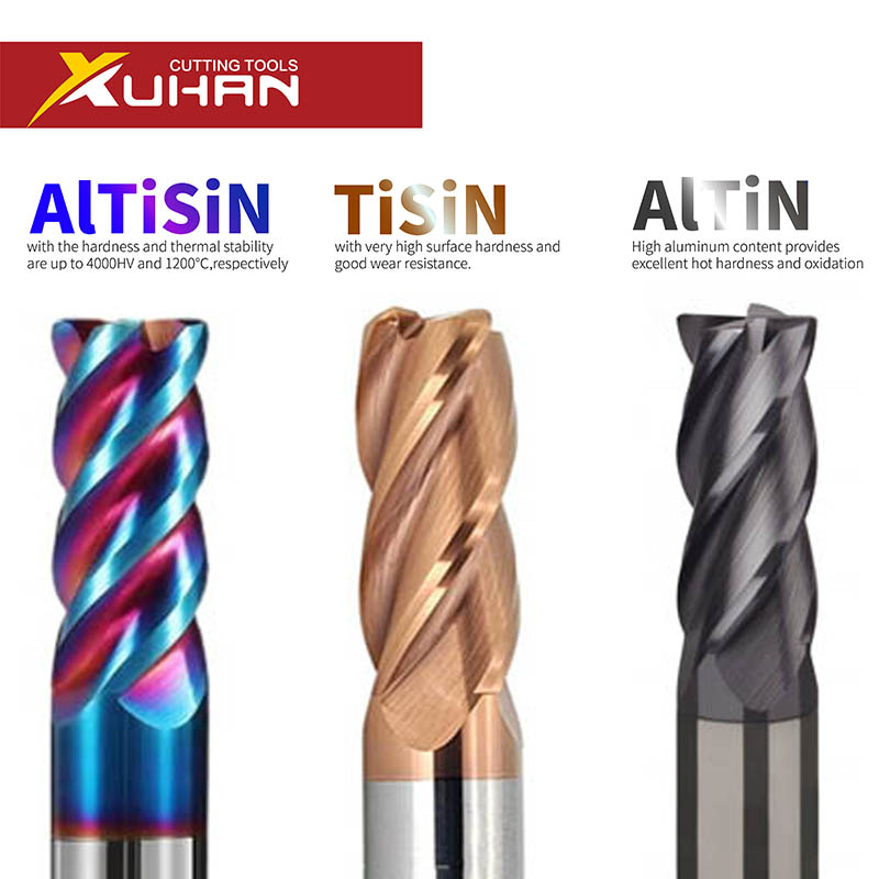 XUHAN Góc Bán Kính Cấp Cối Xay CNC R Bullnose Cắt Hợp Kim Vonfram Thép Kim Loại Router Dụng Cụ 3 4 Sáo R0.5 R1 bề Mặt Gia Công