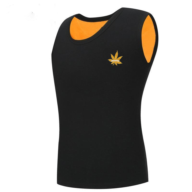 Jesień Zima Ciepły Polar Tank Top Podkoszulek Mężczyźni Fitness Bez rękawów Grube koszulki do pracy Zwykły T Shirt Wysokiej jakości bawełna
