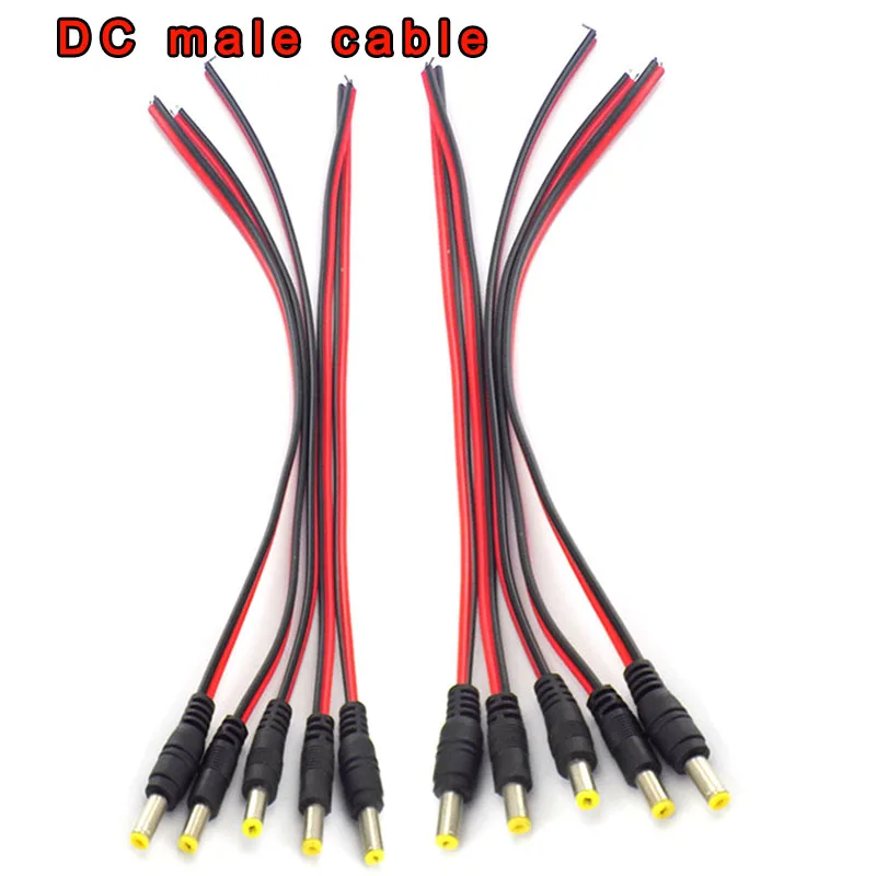 DC 12Vสายชายหญิงปลั๊กสายไฟสำหรับCCTV LED Strip Lightอะแดปเตอร์2.1*5.5มม.