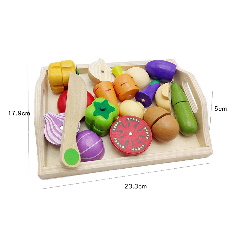 Simulation Kitchen Pretend Toy Wooden Classic Game Montessori Educational Toy For Children Kids Gift Cutting Fruit Vegetable Set