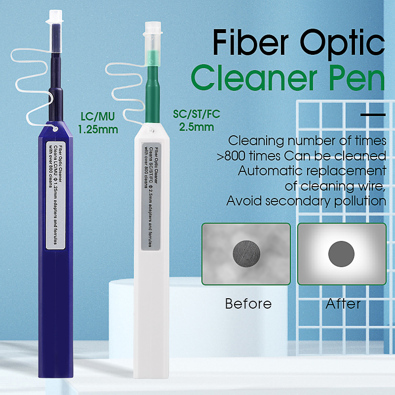 Pluma de fibra óptica FTTH, limpiador inteligente óptico de 2,5mm, LC MU, 1,25mm, SC, FC, ST, LC, 2 unids/lote