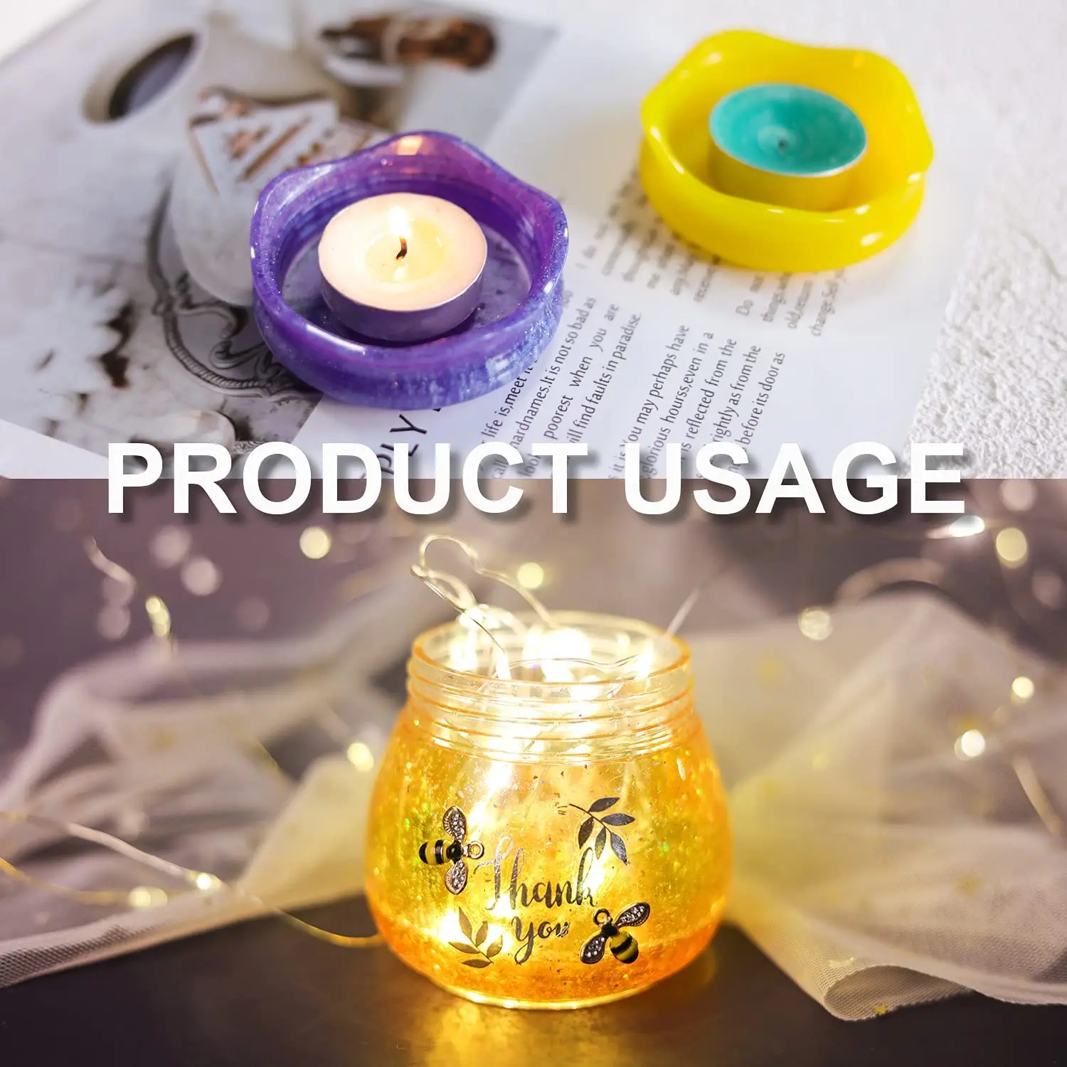 Pudding Jar Storage Bottle Silicone Resin Mold with Lid Candle Holder Box Mould Epoxy Casting Resin Mold