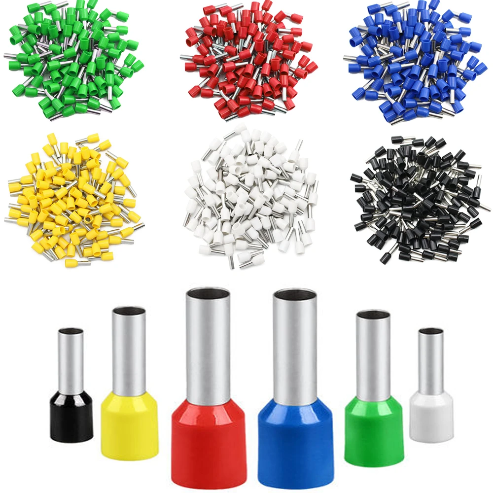 100 Cái/gói E0508 E7508 E1008 E1508 E2508 Cách Nhiệt Ferrules Nhà Ga Khối Dây Cấp Dây Kết Nối Điện Lọn Uốn Kẻ Hủy Diệt