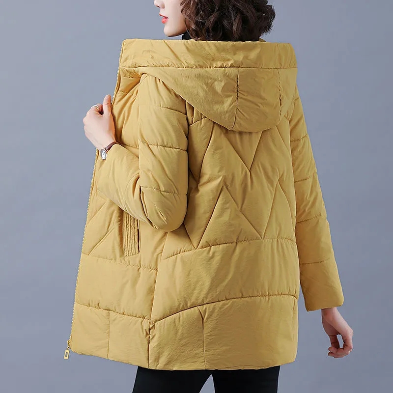 2025ผู้หญิงใหม่ฤดูหนาวเสื้อแจ็คเก็ตยาวWarm ParkasหญิงThicken Coatผ้าฝ้ายเบาะParka Jacket Hooded Outwear M-4XL