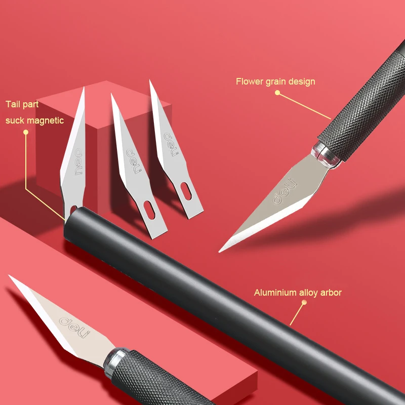 Deli Lame per bisturi Coltello di precisione in metallo Coltelli per incisione Coltelli artigianali per coltelli per strumenti di riparazione PCB per carta in legno