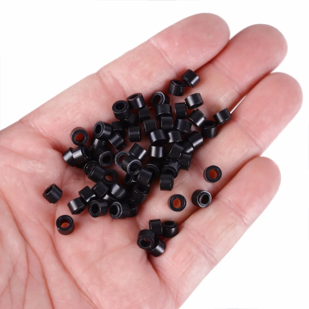 200 Stück 500 Stück/Packung 5,0 mm mit Silikon ausgekleidete Mikroglieder, Ringe, Perlen, Haarring, Haarperlen, mit Silikon ausgekleidete Perlen, 9 Farben optional