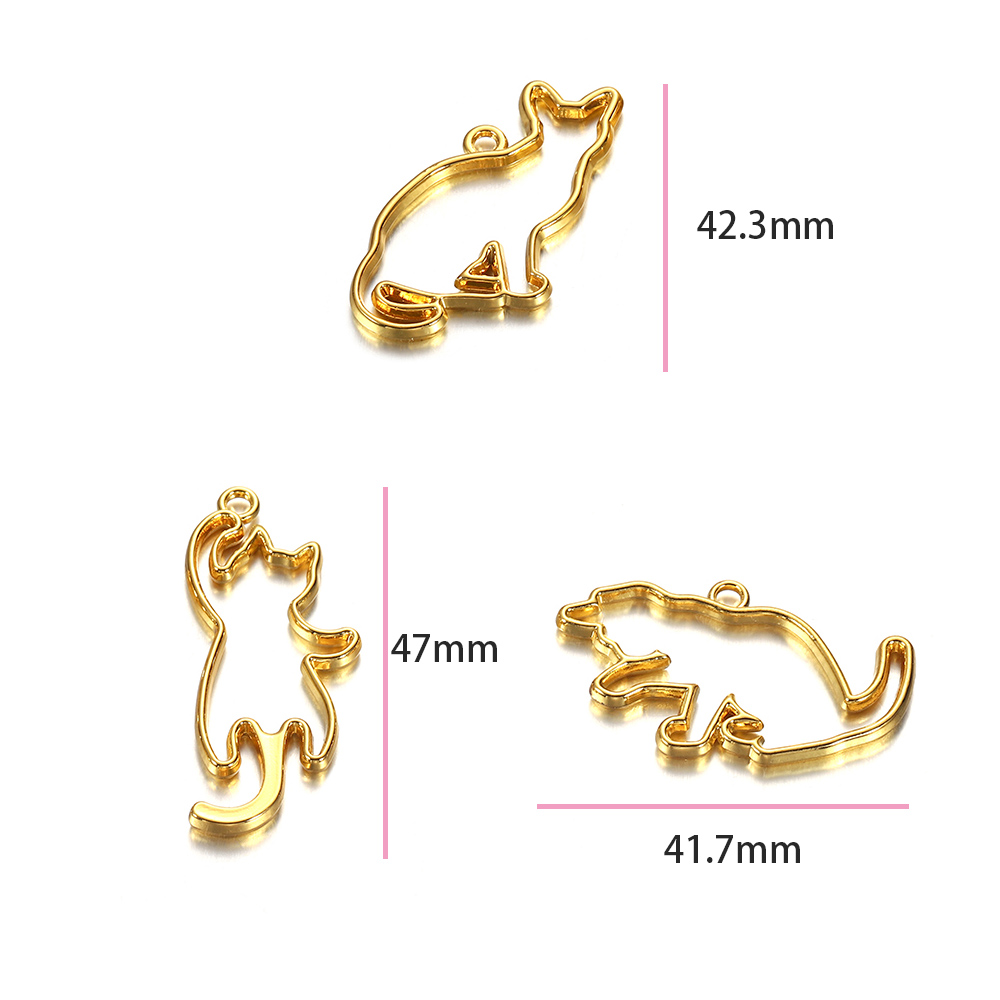 Molde de borde de gato, moldes de resina de silicona, marco de Metal hueco geométrico, bisel, Moldes de resina Epoxy, colgante para fabricación de joyas DIY, 5 uds.