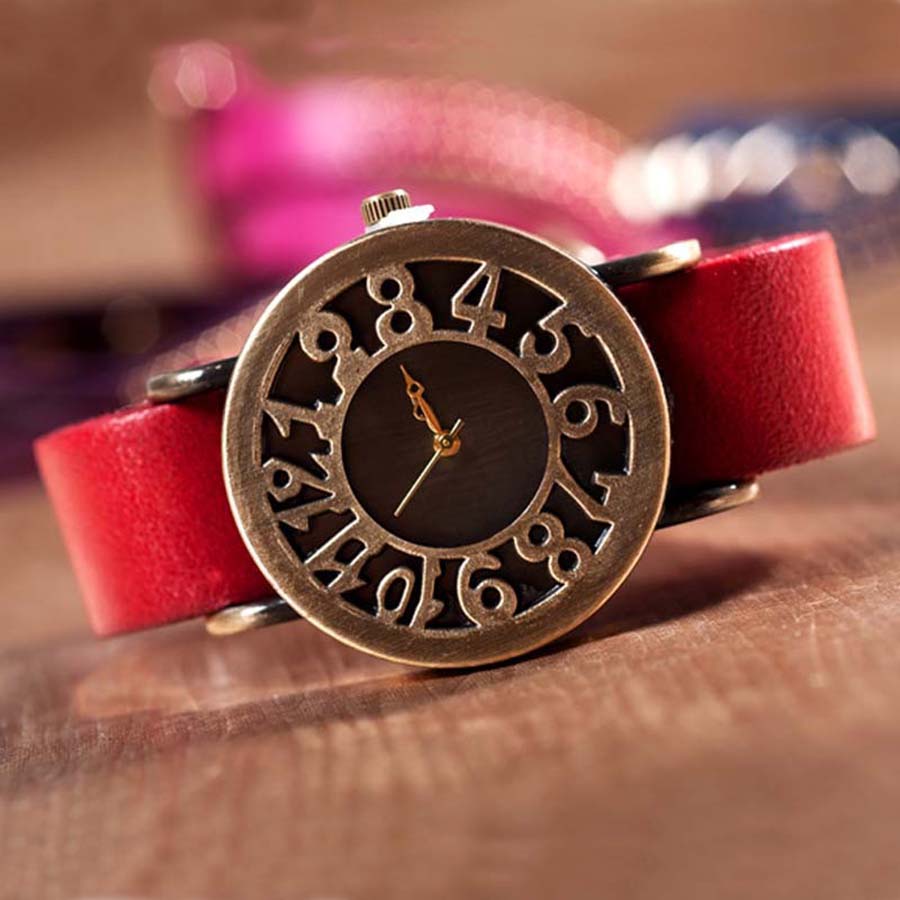 Shsby-reloj Digital Vintage para mujer, cronógrafo de cuarzo con correa de cuero de vaca genuino, estilo romano, nuevo