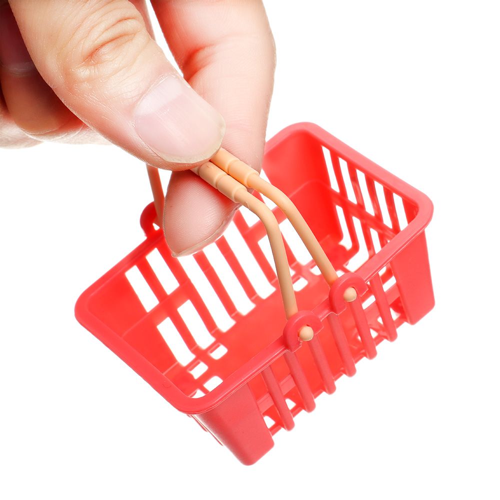 Nhựa Thu Nhỏ Thực Phẩm Giỏ Mua Sắm Mini Tay Rổ Mô Hình Giả Vờ Chơi Đồ Chơi Búp Bê Đồ Phụ Kiện