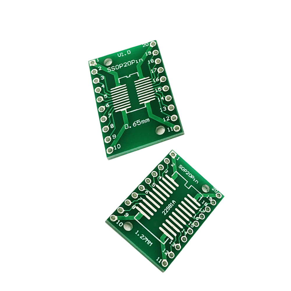 10 unids/lote SOP20, SSOP20, TSSOP20, adaptador de transferencia a DIP20 IC, convertidor de módulo de enchufe, placa de adaptadores de 0,65mm y 1,27mm