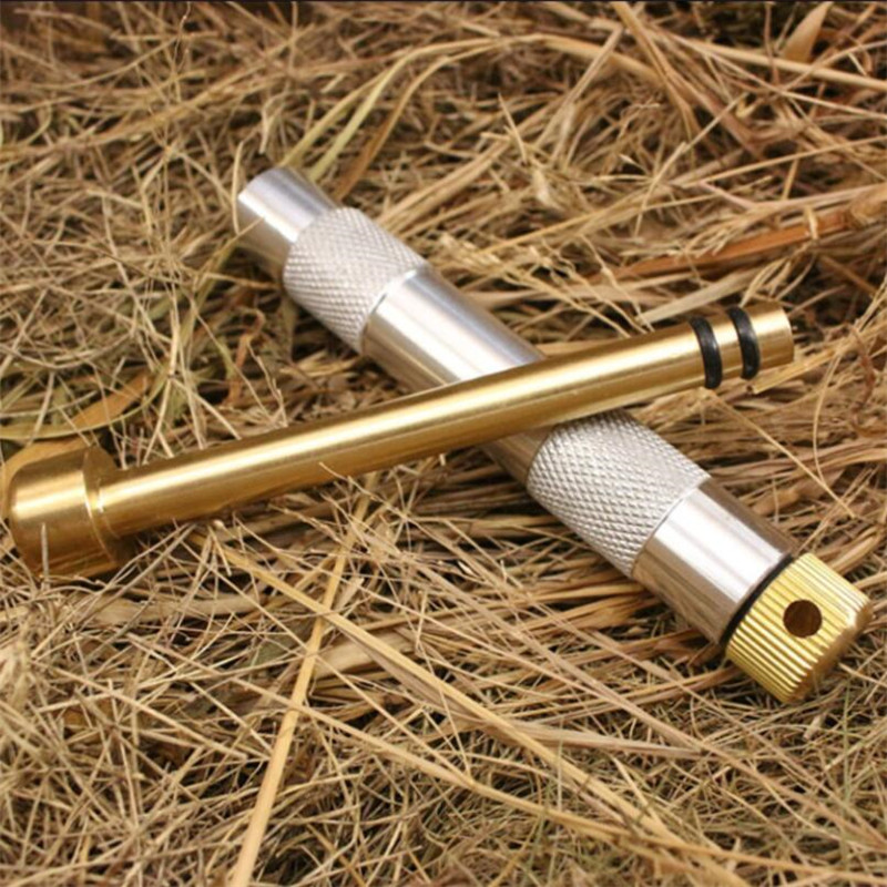 Piston api pemantik api kompresi udara portabel, Set korek api tembaga alat EDC bertahan hidup luar ruangan berkemah pertolongan pertama darurat